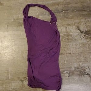Purple plunging neckline dressy top